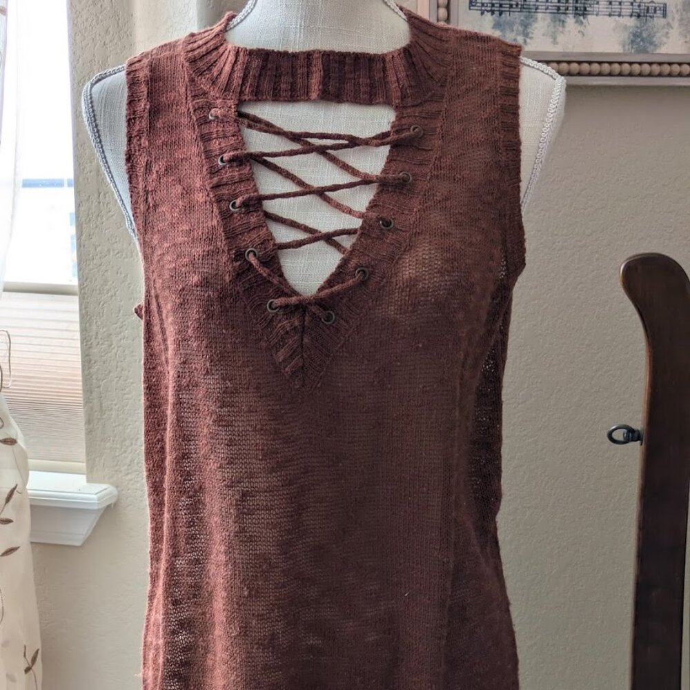 Grace & Lace sleeveless lace up sweaters (2)
